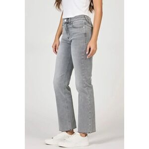 Dear John High Rise Faded Grey Raw Hem Straight Leg Crop Jeans Size 30 Edgy Chic